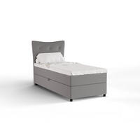 BOXBETT Nevada 90x200 cm Polsterbett mit hochwertiger Bonell-Matratze und Topper - hellgrau - Hellgrau, Holz (90/200cm) - Panda Möbel