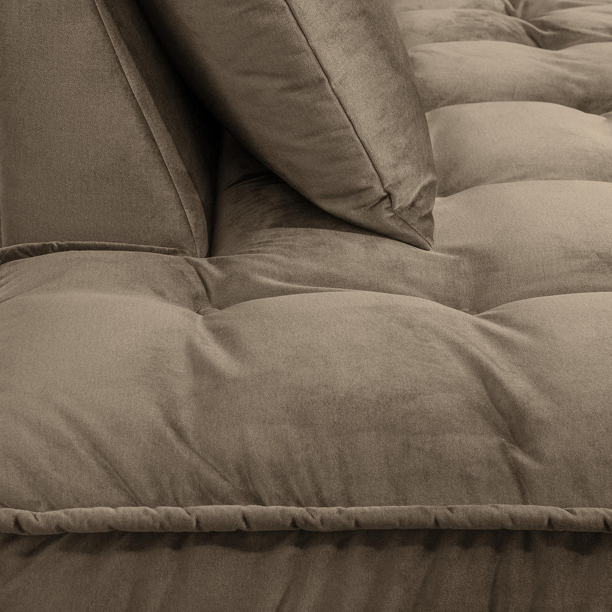 ECKSOFA mit Ottomane - Samt - Braun, Textil/Metall (288/245cm) - home24