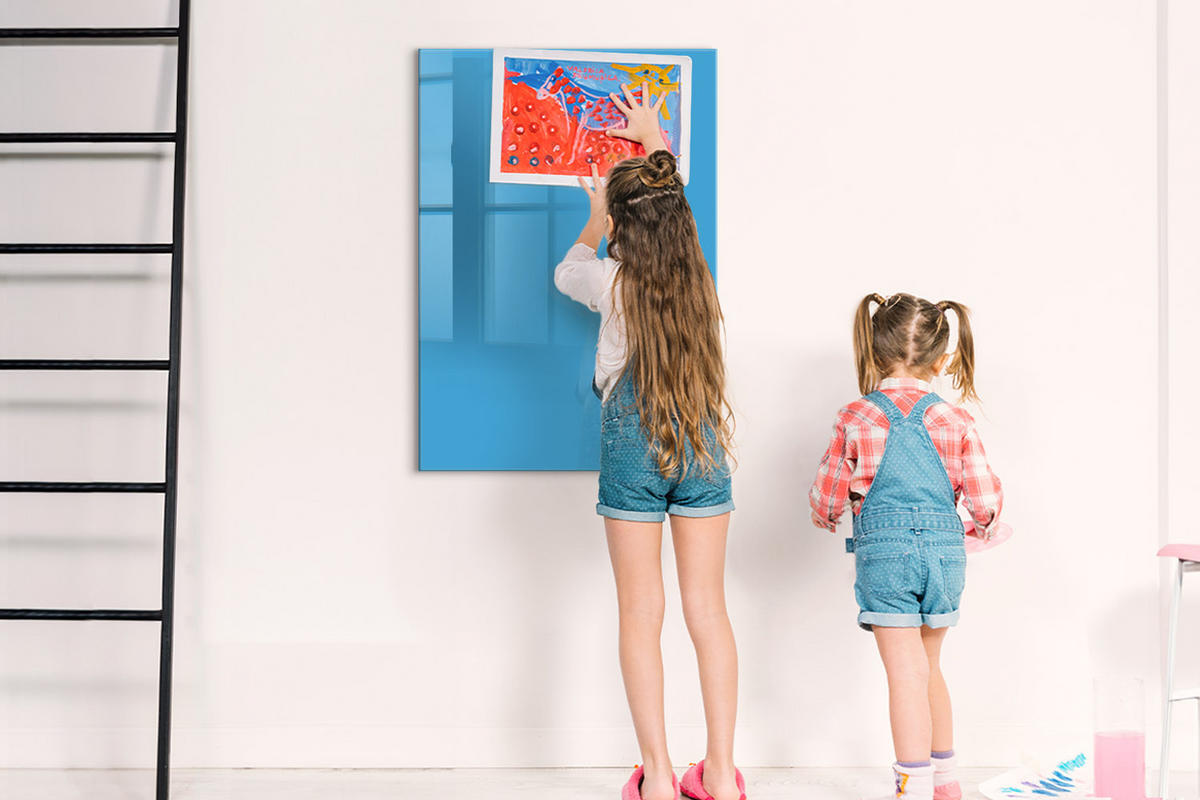 MAGNETTAFEL 70x100 Blau schwarzer Marker - Blau, Glas (70/0.4/100cm) - TULUP