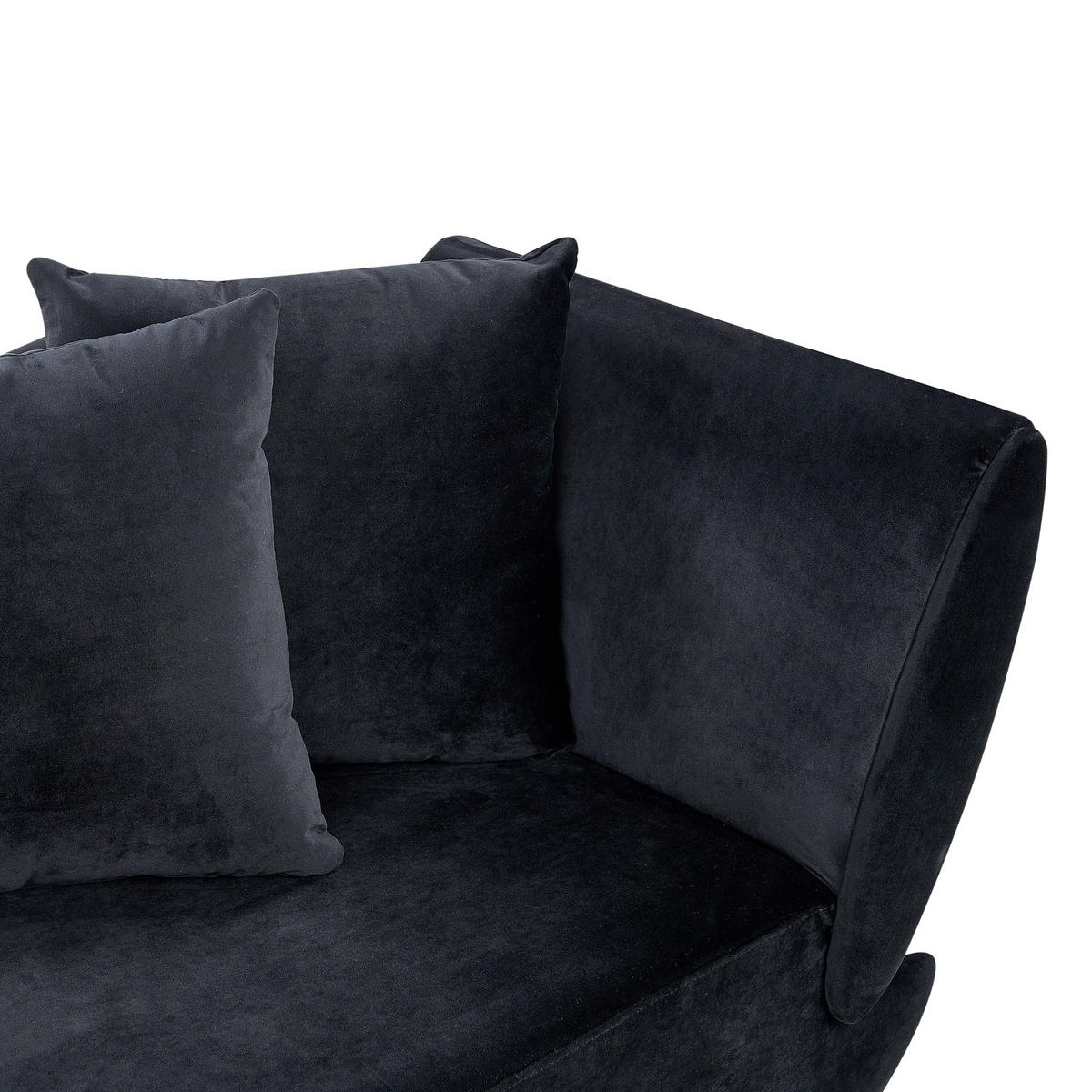 CHAISELONGUE-RECHTSSEITIGE mit Stauraum Samtstoff Schwarz Meri - Schwarz/Braun, Textil (155/76/69cm) - Beliani