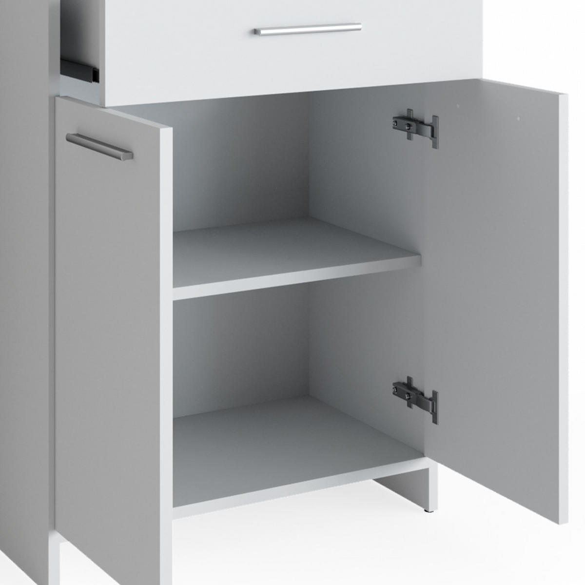 BADMÖBEL-SET Kiko Weiß 4 Teile, mit Hochschrank und Kommode - Weiß, Holzwerkstoff (58/60/33cm) - Vicco