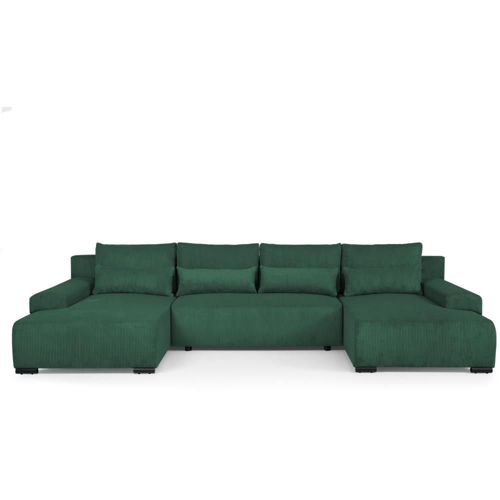 WOHNLANDSCHAFT Benny U grün - Schwarz/Grün, Textil/Metall (350/85/186cm) - Beautysofa