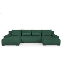 WOHNLANDSCHAFT Benny U grün - Schwarz/Grün, Textil/Metall (350/85/186cm) - Beautysofa