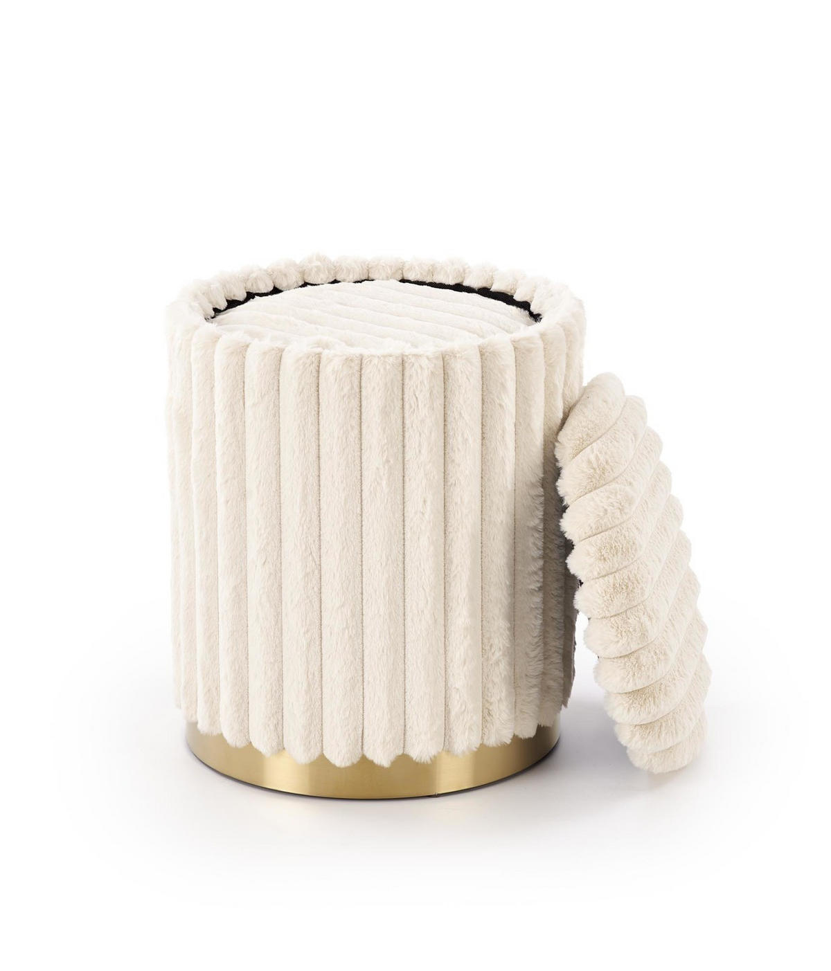 Pouf-Set der gepolsterten AUREA Creme - Creme, Textil (40/45/40cm) - Lookway