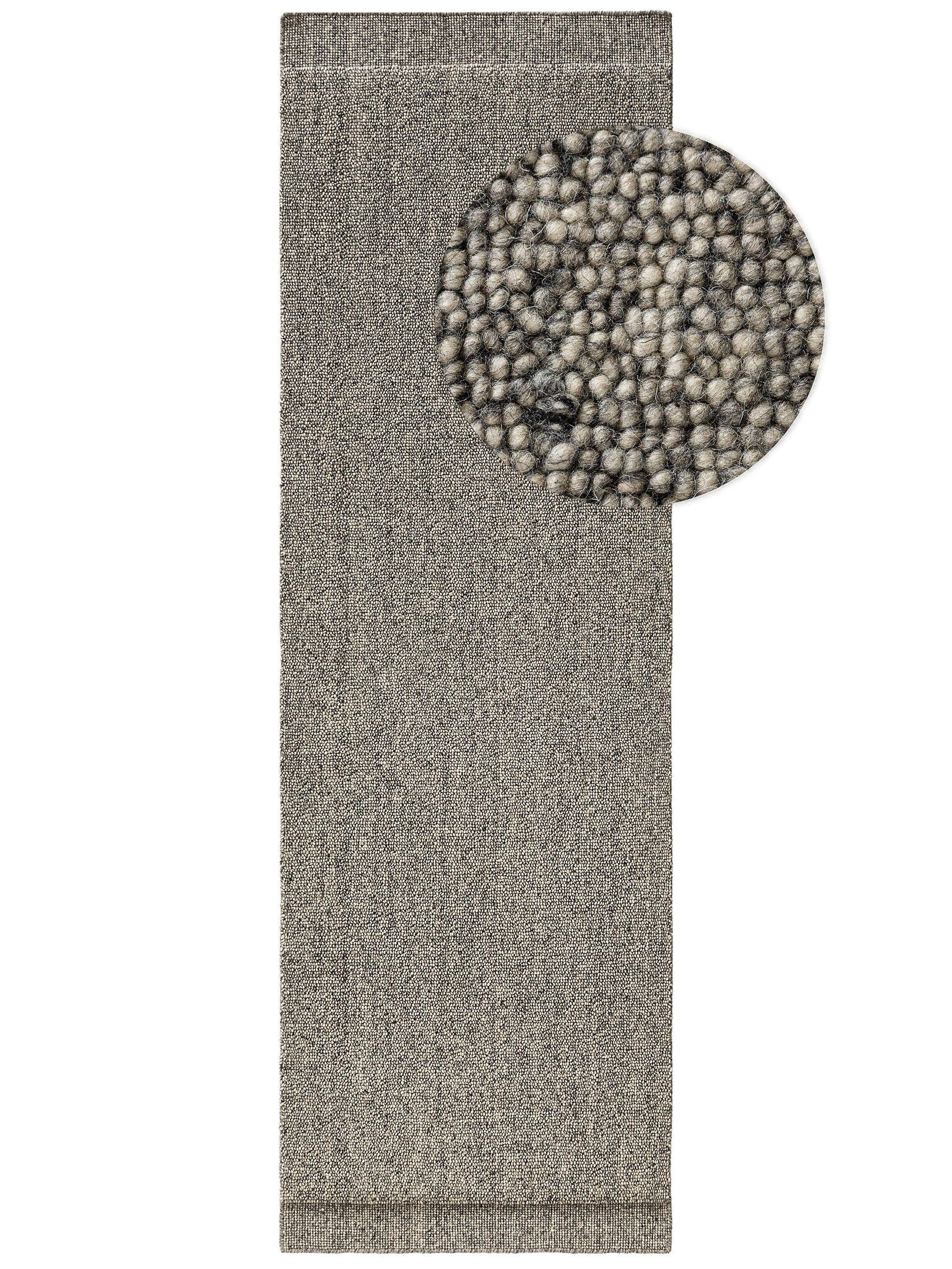 WOLLTEPPICH-LÄUFER Imke Grau 70x200 cm - Grau, Textil (70/200cm) - benuta Pure