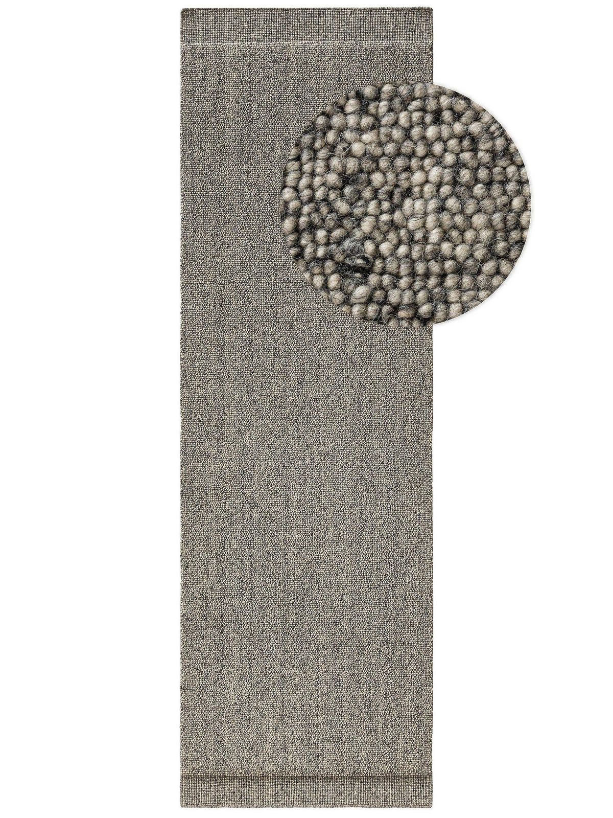 WOLLTEPPICH-LÄUFER Imke Grau 80x250 cm - Grau, Textil (80/250cm) - benuta Pure