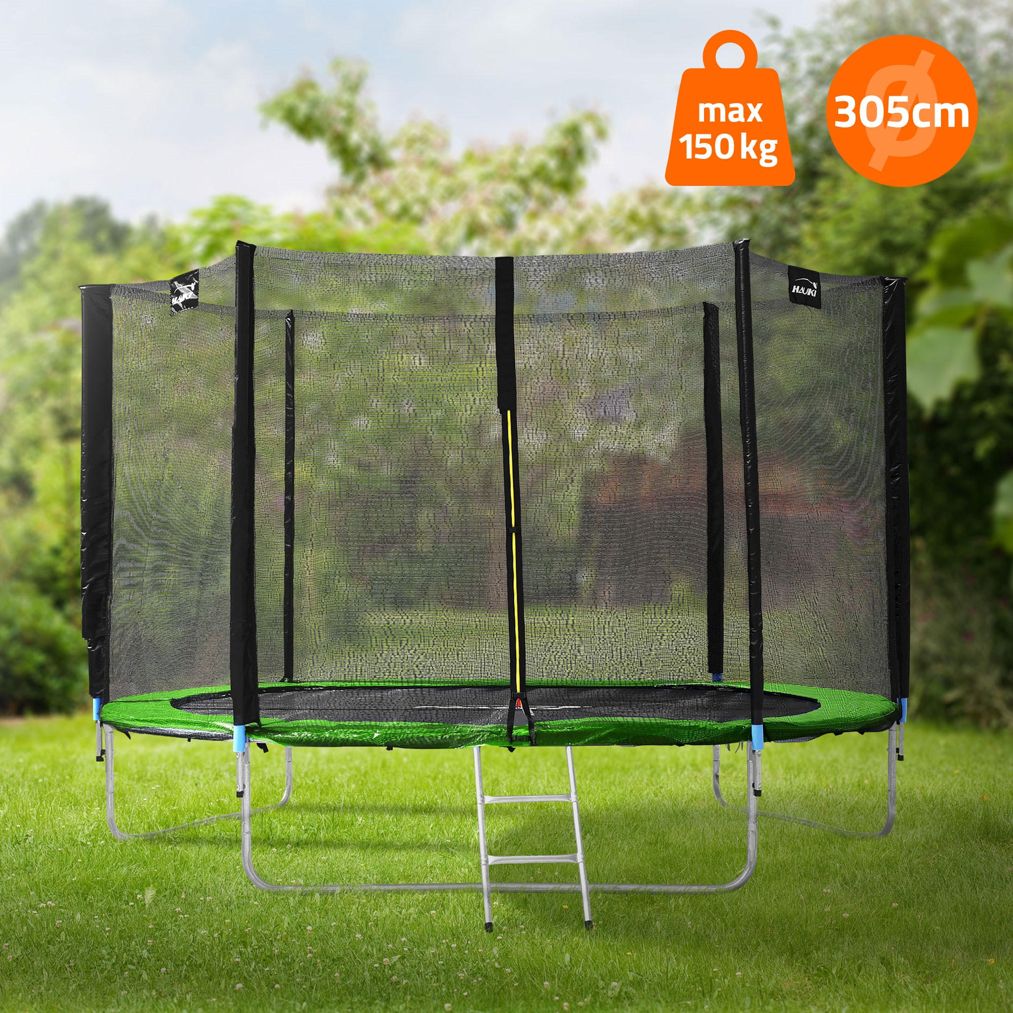 TRAMPOLIN 305 cm grün - Grün, Metall (305/256/305cm) - Hauki