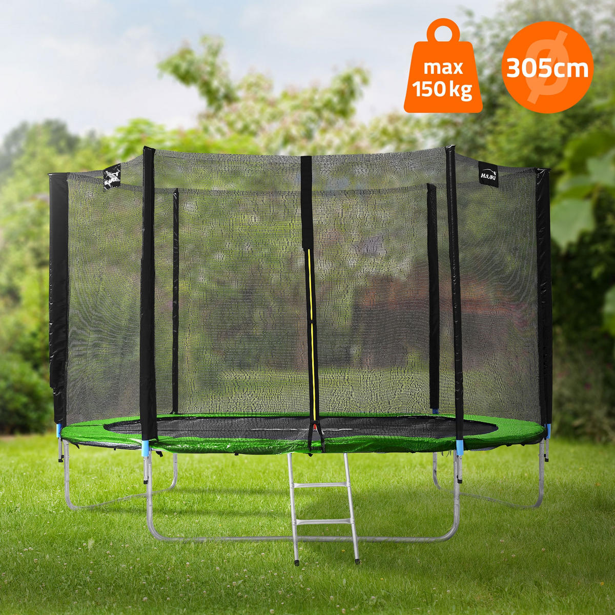 TRAMPOLIN 305 cm grün - Grün, Metall (305/256/305cm) - Hauki