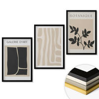 WANDBILDER 3er-Set - 40x60 cm Schwarzer Rahmen - Abstrakte Pflanzenformen - Schwarz, Kunststoff (40/60cm) - ArtPrintCave