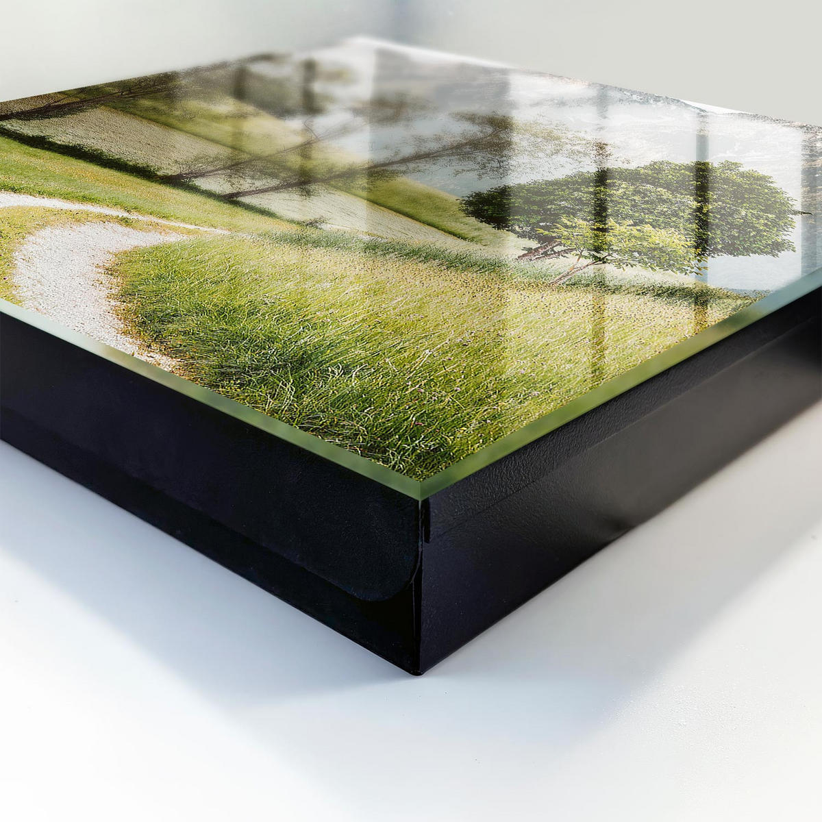 SCHLÜSSELBOX Schwarz 30x30 cm- Türöffnung nach rechts - Berglandschaft - Grün, Metall (30/30/5cm) - TULUP