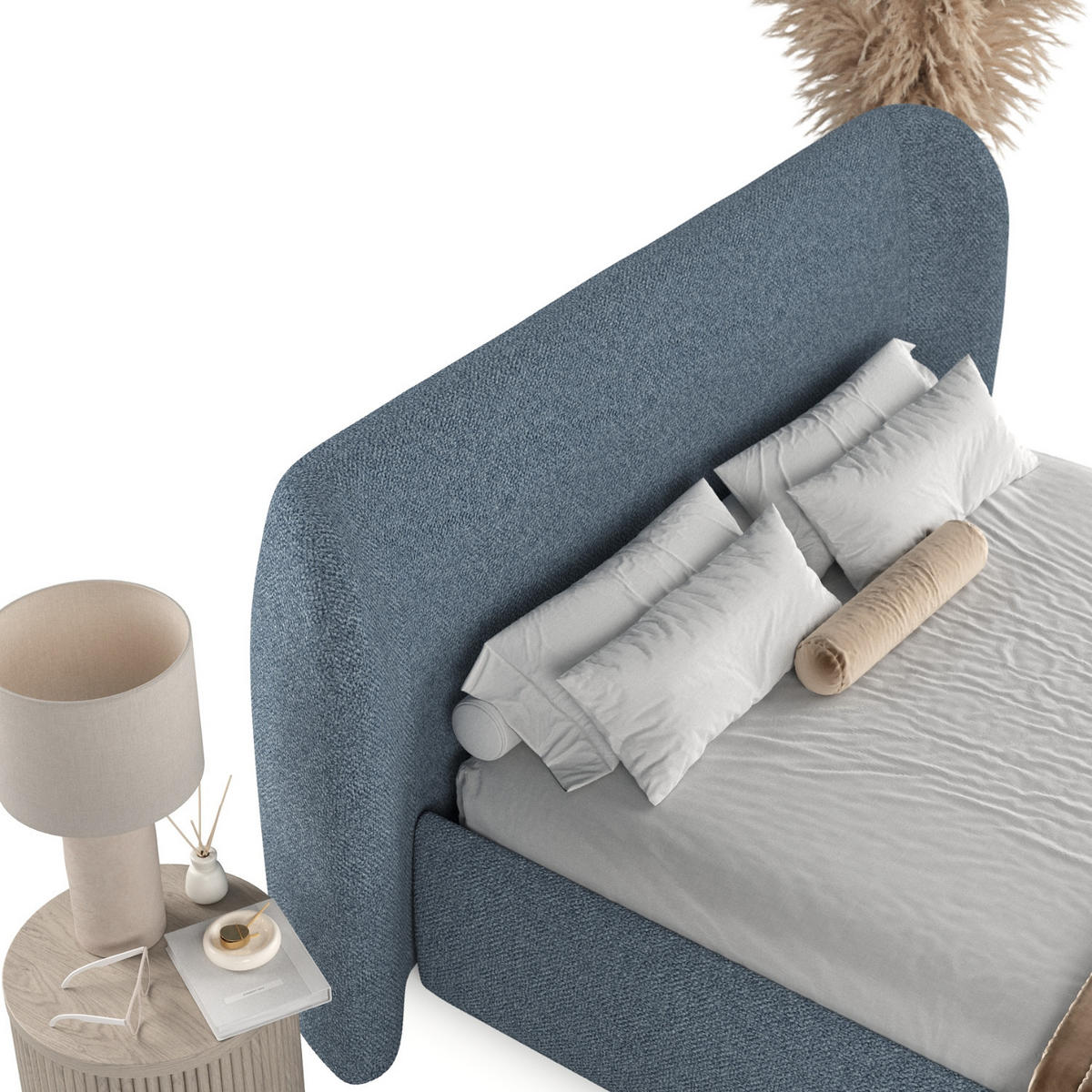 POLSTERBETT Bellano mit Stauraum 160/200 cm Blau im Bubble Stoff - Blau/Schwarz, Holz/Holzwerkstoff (160/200cm) - AltaBeds
