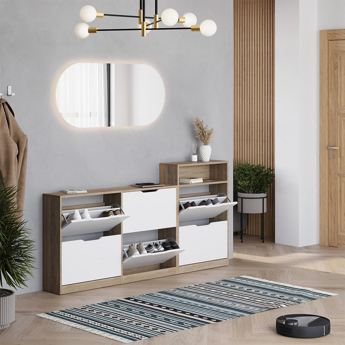 BOTNÍK NA BOTY Luca Sonoma/bílá - Sonoma dub, kompozitní dřevo (116.6/72.5/22cm) - Vicco