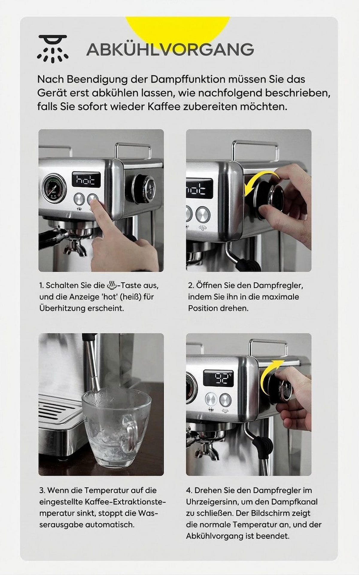 KAFFEEMASCHINE Multi-Kapsel 20 Bar, Espressoautomat Heiß- & Kalt-Modus - Schwarz, Metall (22.9/32/25.9cm) - BEXEVUE
