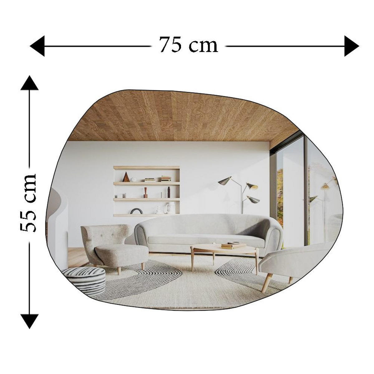 DEKOSPIEGEL 55x75 cm Transparent Wandspiegel Asymmetrisch - Transparent, Glas (75/55/3cm) - Ibonto