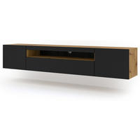 TV LOWBOARD Artisan Eiche, Schwarz 200/42/37 - Schwarz/Eiche Artisan, Holzwerkstoff (200/42/37cm) - RAUMHIRSCH FURNITURE