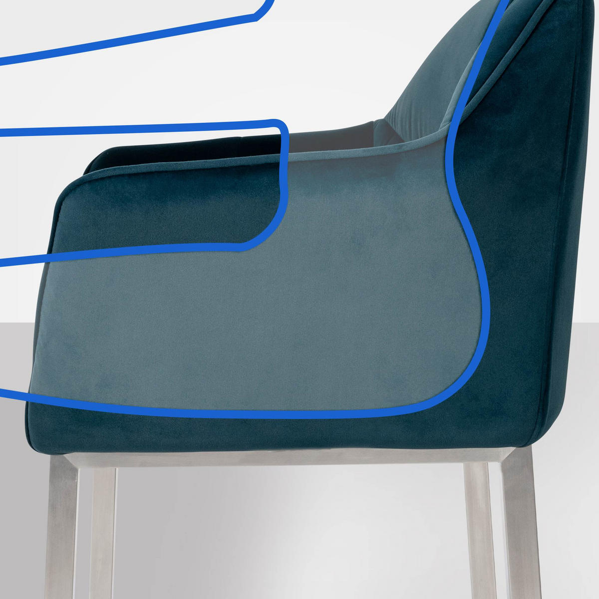 BARHOCKER Gibel Samt Grün Silber - Grün, Textil (64/110/48cm) - DELUKE