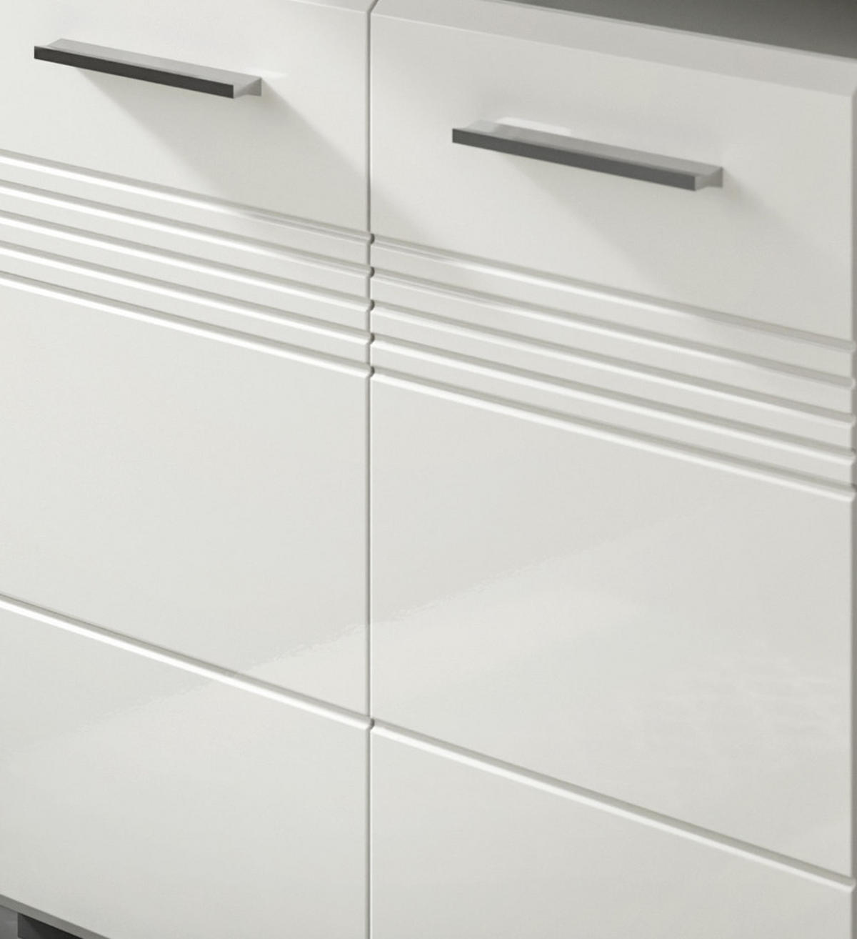 MIDISCHRANK weiß Hochglanz, grau 60 cm, Badschrank mit Soft-Close - Weiß Hochglanz/Silberfarben, Holzwerkstoff/Kunststoff (60/80/30cm) - Inn.Furn