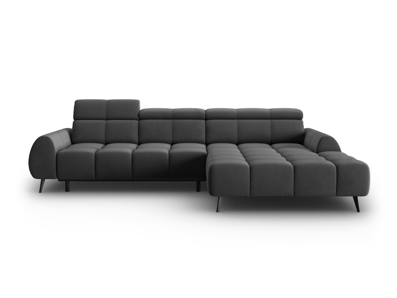 ELEKTRISCHES-ECKSOFA rechts Alyse aus Samt grau 5 Sitzplätze - Grau, Textil (188/295cm) - Micadoni