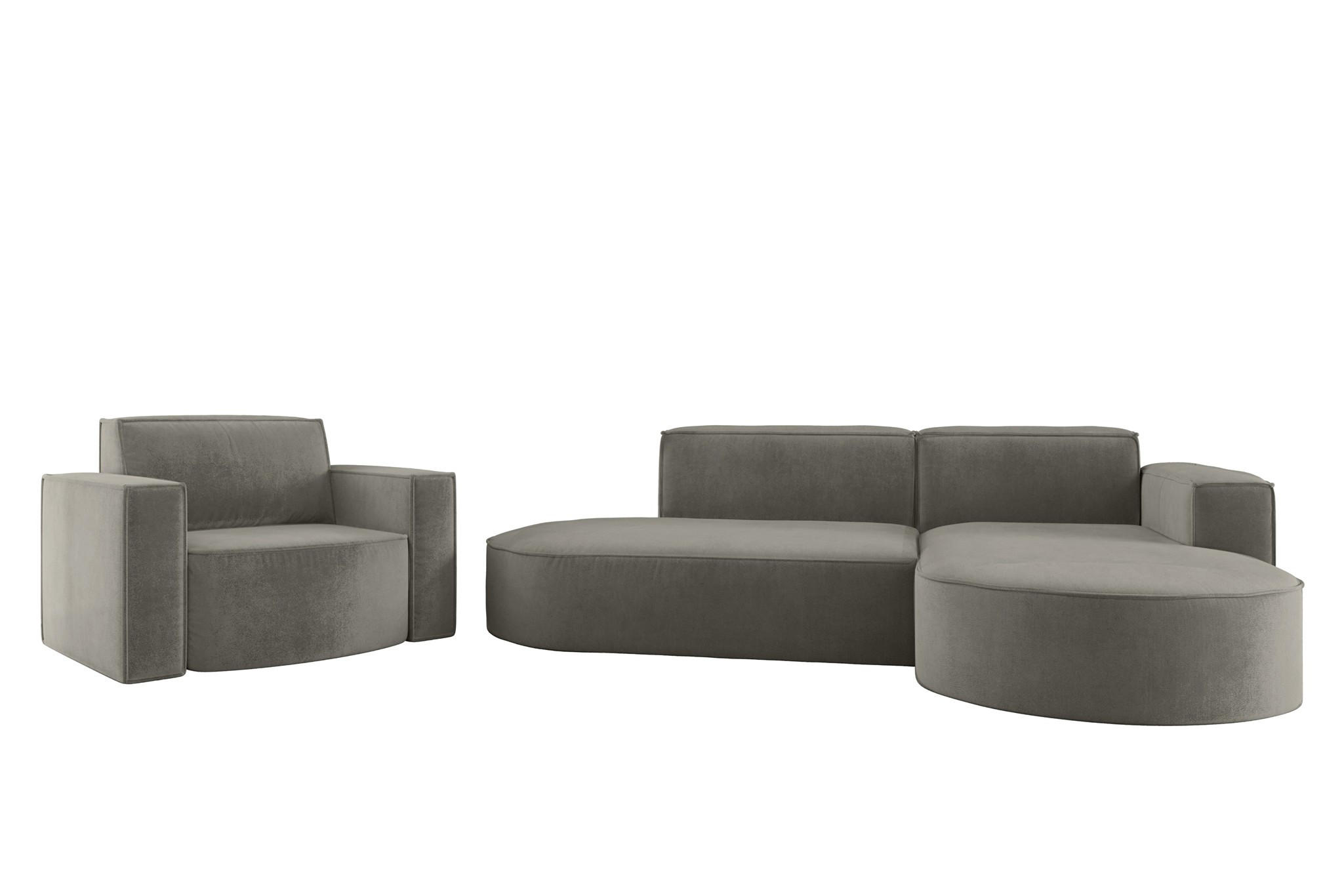 SOFASET Palma In Noel - Grau, Holzwerkstoff/Textil (236/78/165cm) - Fun Möbel