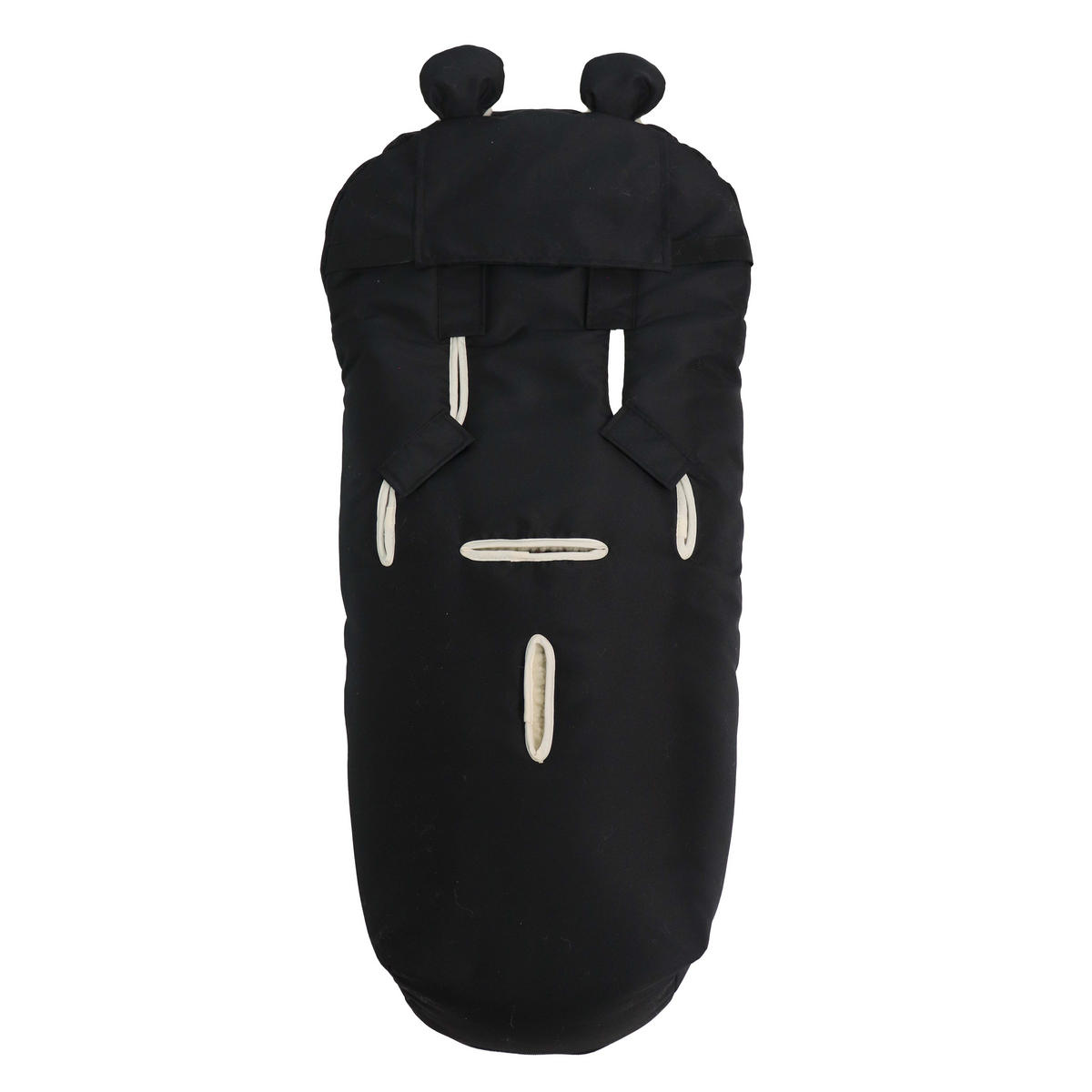 KINDERWAGENFUSSSACK XL EARS WOOL, schwarz - Schwarz, Naturmaterialien (43/93cm)