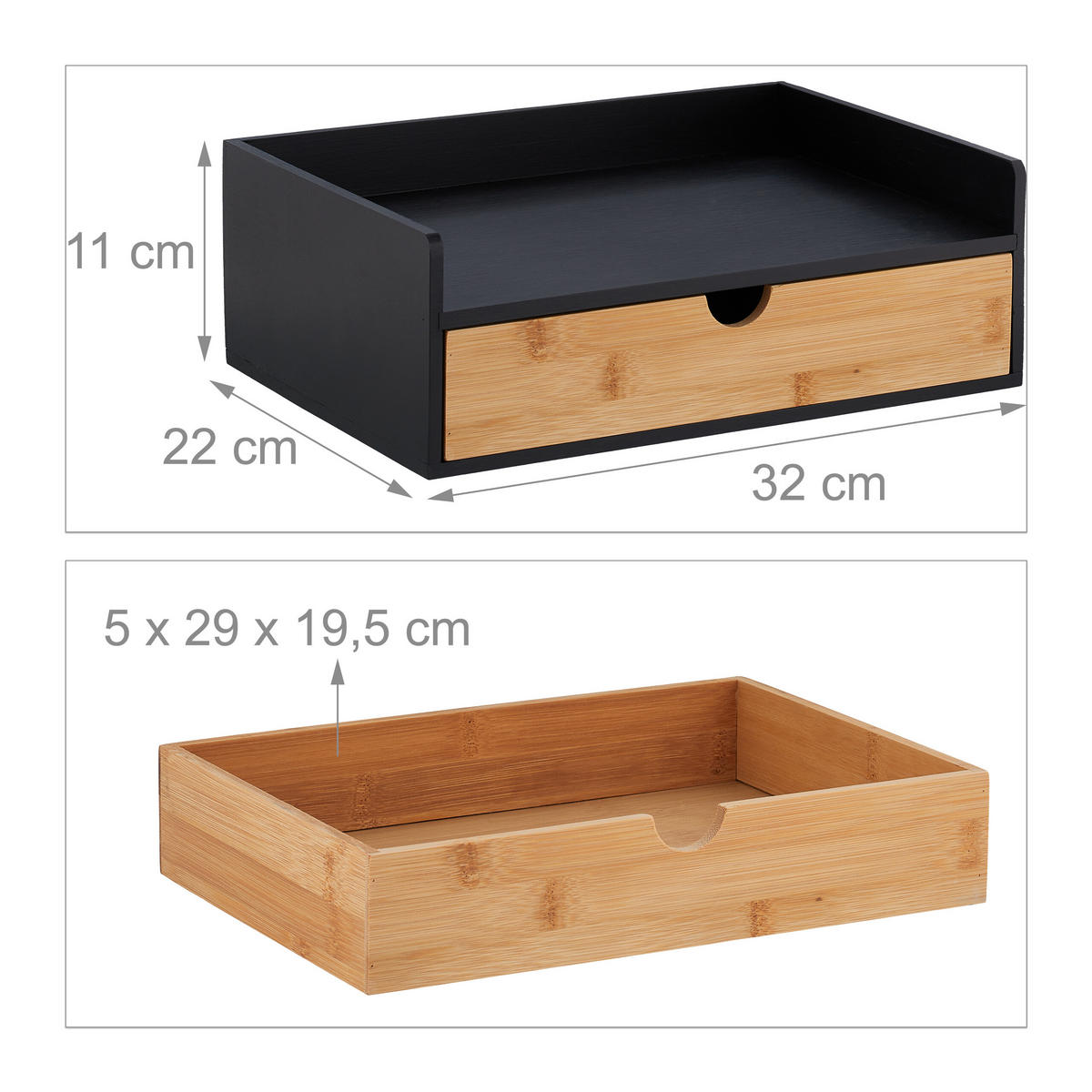 SCHREIBTISCH-ORGANIZER - Schwarz, Holz/Holzwerkstoff (22/32/11cm) - Relaxdays