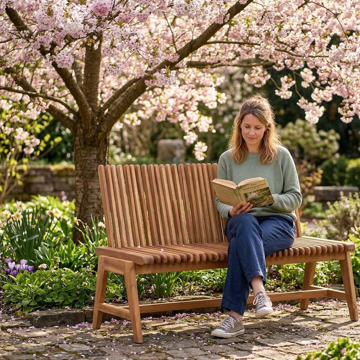 GARTENBANK LEEDS - Teakfarben, Holz/Metall (130/80/50cm) - Mr. Deko