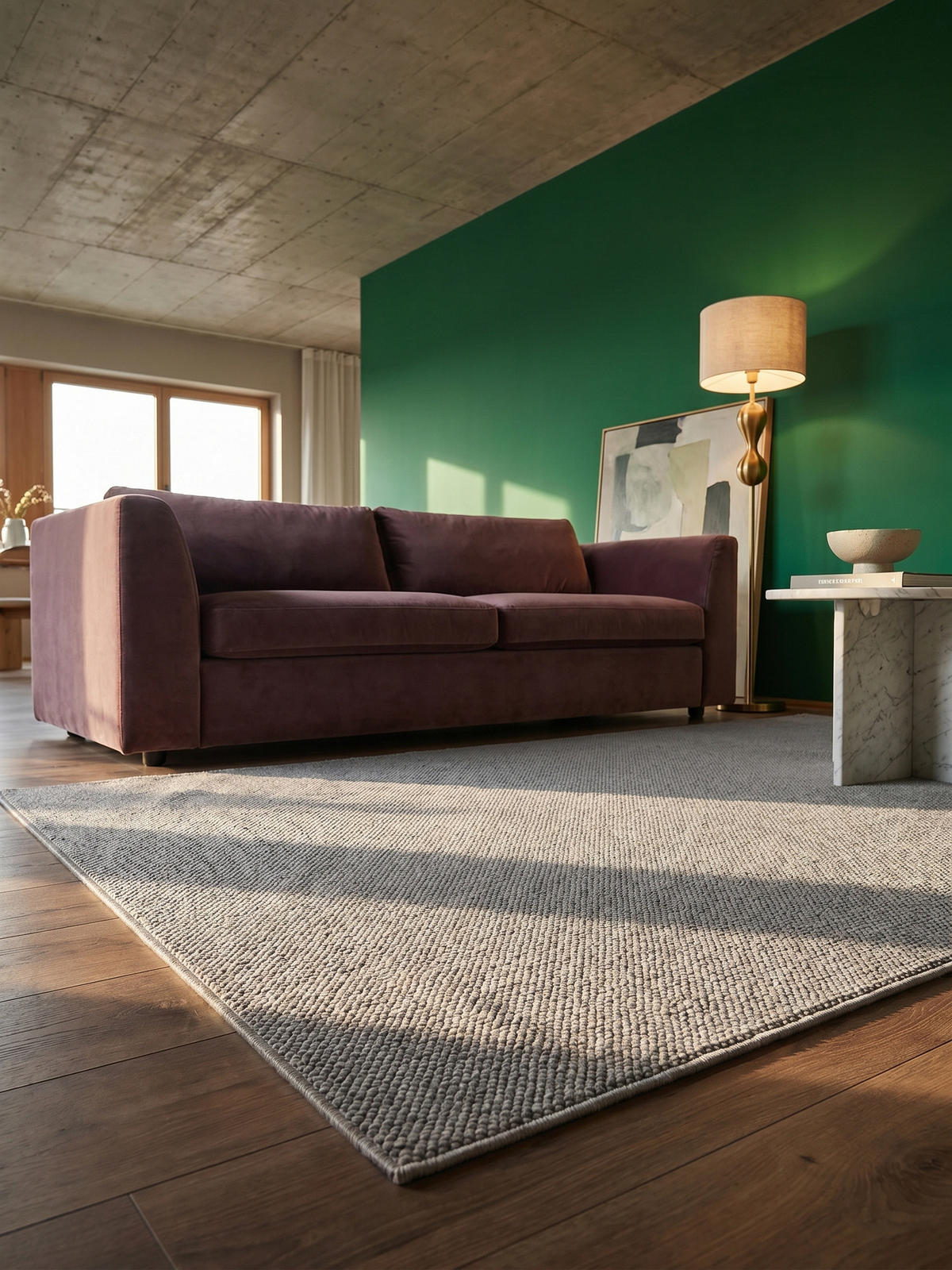 TEPPICH Flachgewebe LANGAU in Silber, meliert, 240 x 340 cm - Silberfarben, Textil (340/240cm) - KADIMA DESIGN