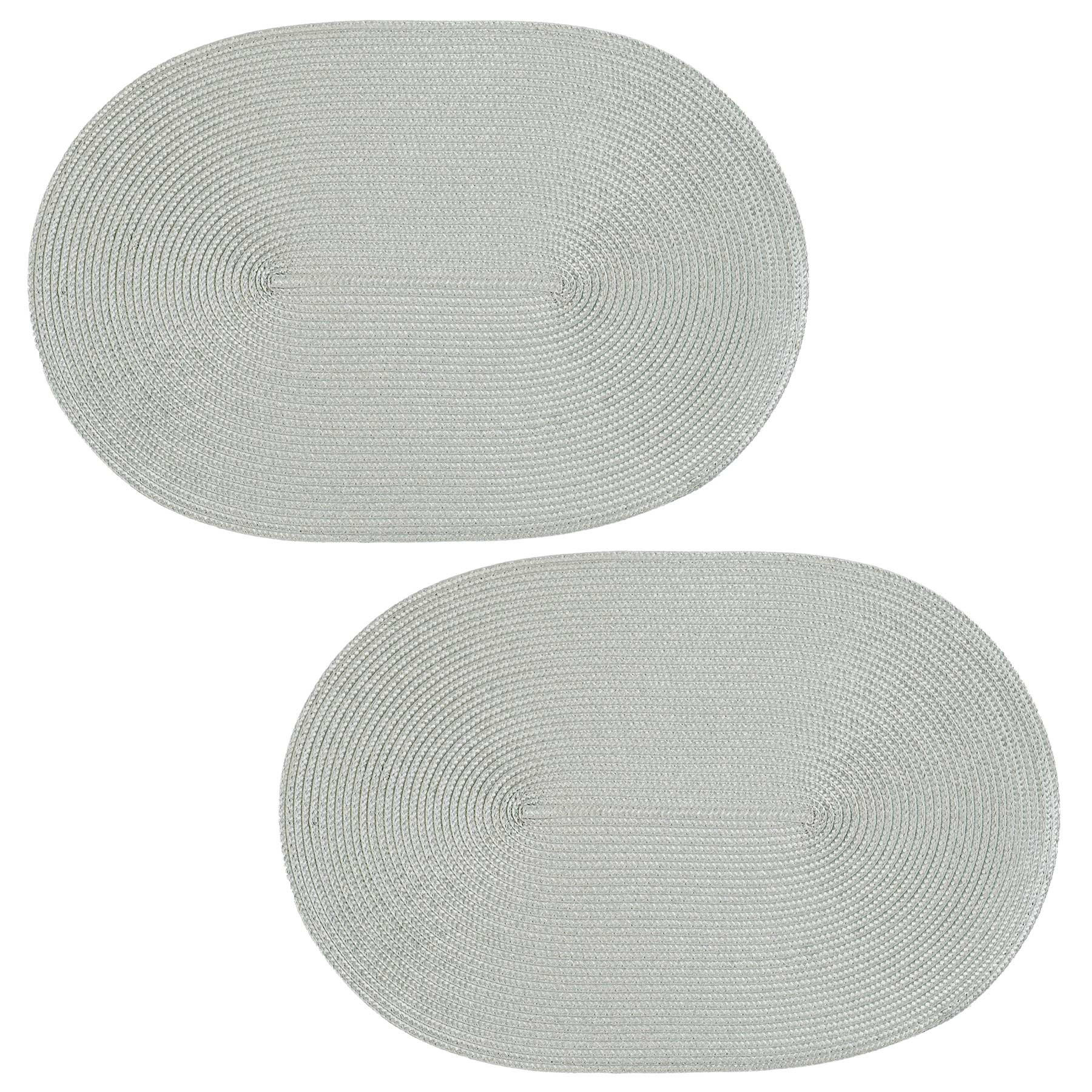 PLATZSET 2er Set Polypro Silber oval 45x30 cm Tischset - Silberfarben, Kunststoff (30/45cm) - TiborTex