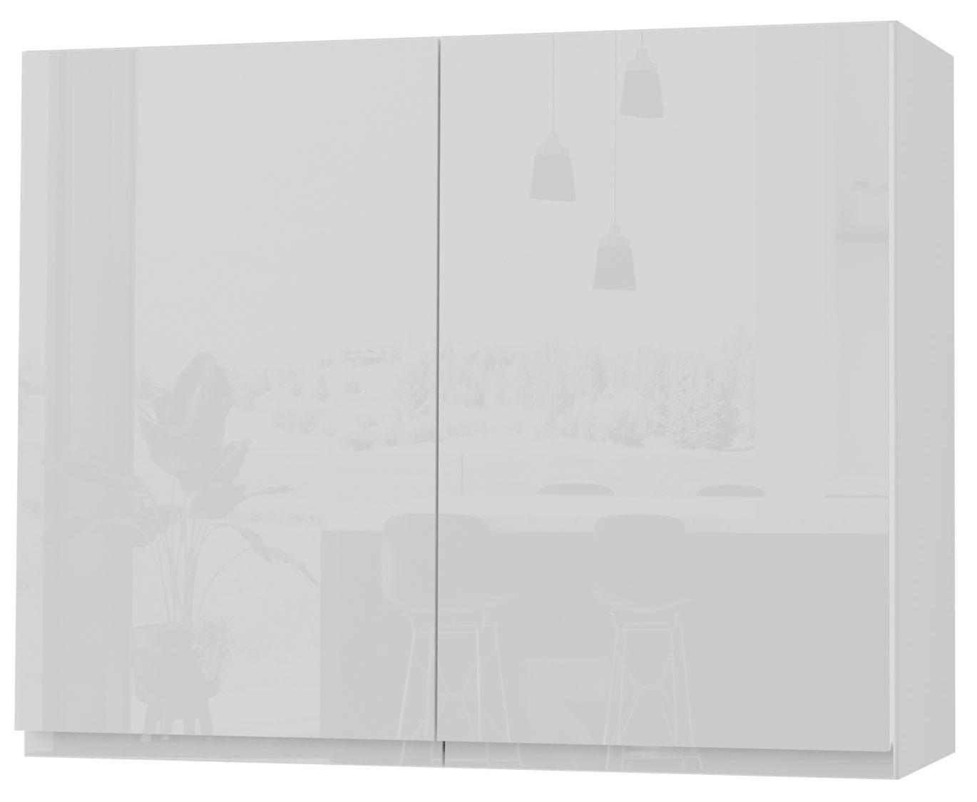 Feldmann-Wohnen Hängeschrank Weiß Hochglanz, Weiß 90x72x32.5 cm