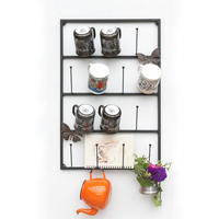 TASSENHALTER mit 14 Haken Wand Schwarz Metall 60 cm - Schwarz, Metall (40/60/9cm) - DanDiBo