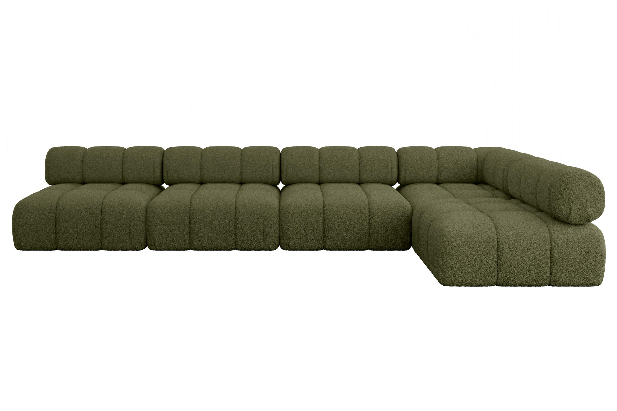 ECKSOFA modulares Sofa Samaro-L3 - 380x190x70 cm Grün Bouclé - Grün, Holzwerkstoff/Textil (380/190cm) - ALTDECOR