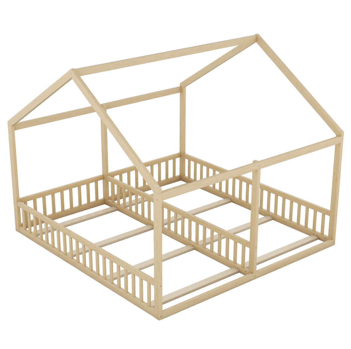 KINDERBETT 90/200 cm als 2-in-1-Hausbett mit Schutzgitter und Dach, Natur - Naturfarben, Holz (90/200cm) - Redom