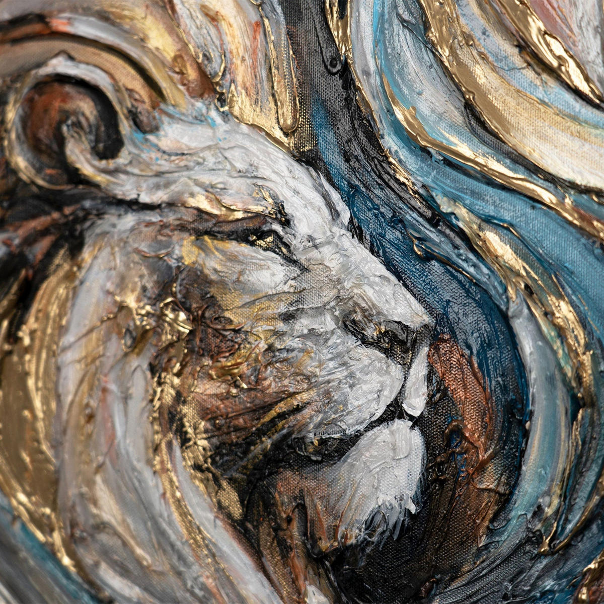 GEMÄLDE Dynastie der Stärke Schattenfugenrahmen Schwarz-Gold 140x100 cm - Schwarz Hochglanz, Holz (140/100cm) - YS-art gallery