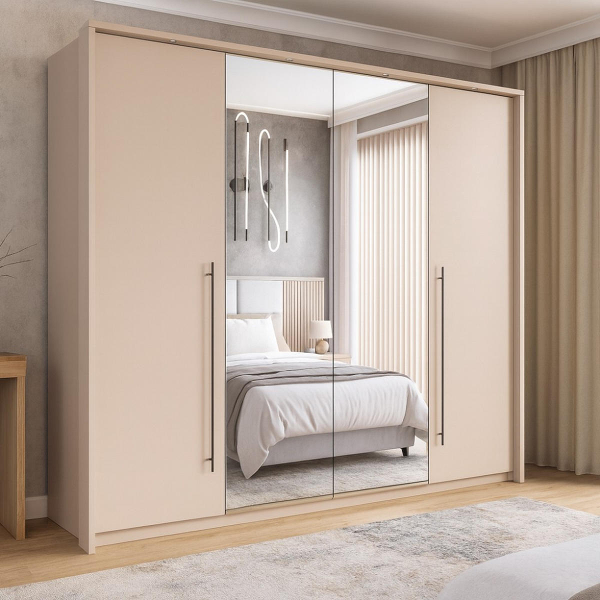 DREHTÜRENSCHRANK Sahara mit 2 Türen und 8 Regalböden, 255 cm, Sandbeige - Sandfarben, Holzwerkstoff (255/219/65cm) - Beautysofa