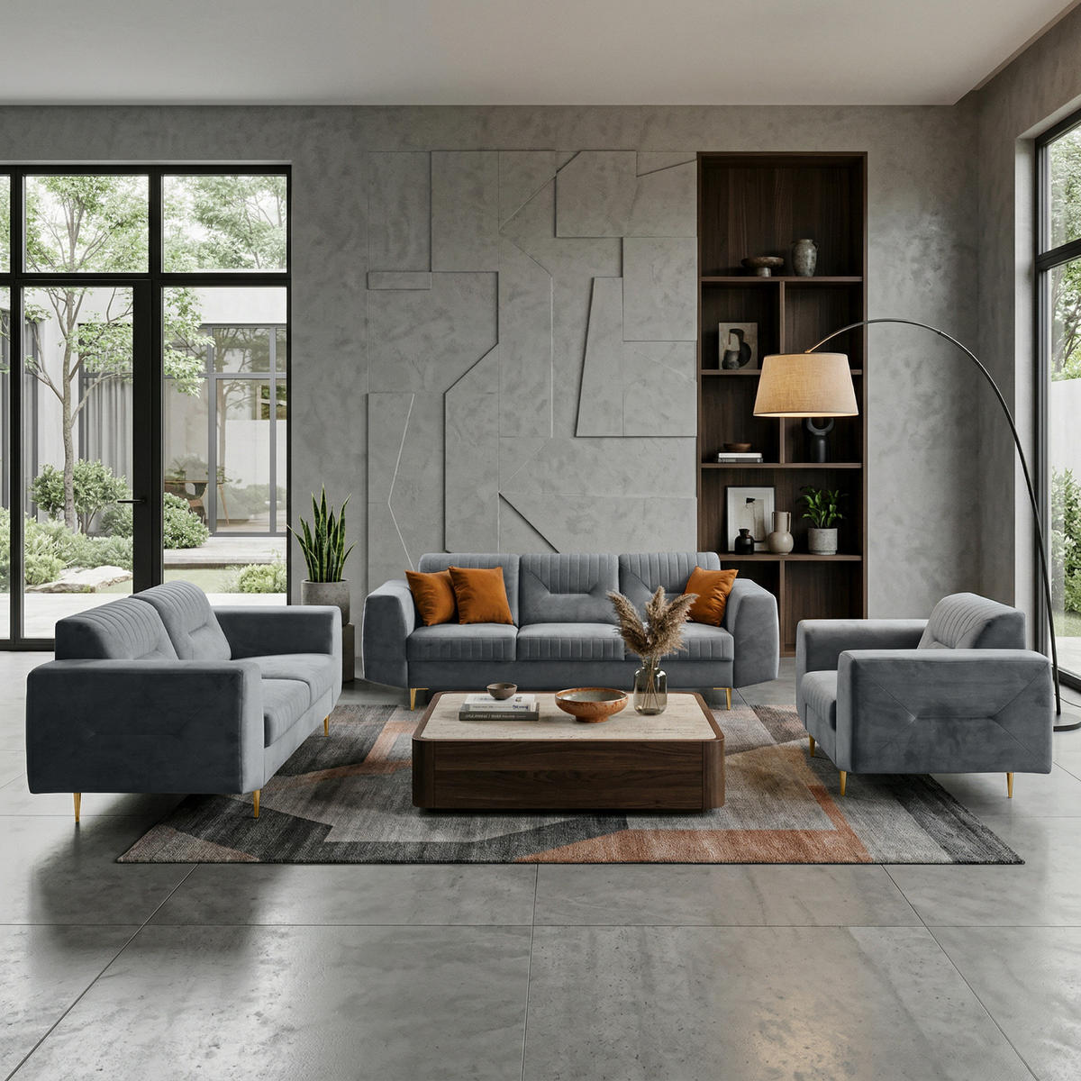 2-SITZER SOFA Venezia dunkelgrau mit goldenen Beinen - Dunkelgrau/Goldfarben, Textil (172/85/94cm) - Beautysofa