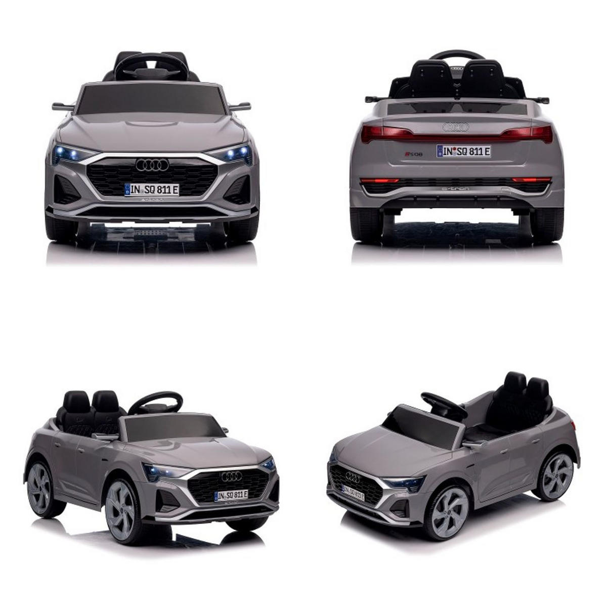 ELEKTROAUTO SUV Audi SQ8 grau Fernbedienung Doppelmotorantrieb Gurt - Grau, Kunststoff (98/58/43cm) - Chipolino