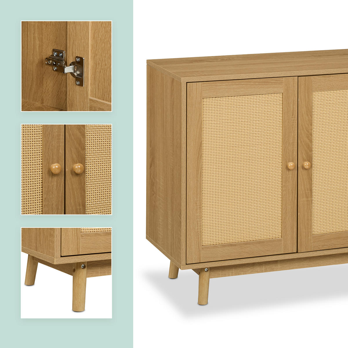 SIDEBOARD - Hellbraun, Holz/Holzwerkstoff (80/75/40cm) - Relaxdays