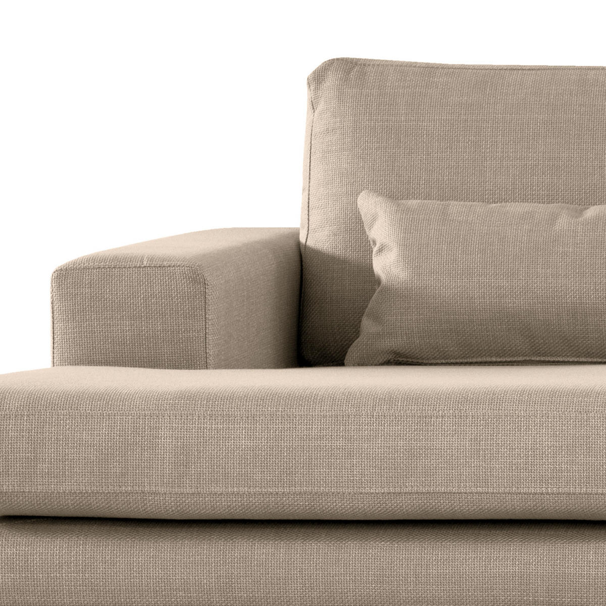 ECKSOFA mit Longchair - Taupe/Eichefarben, Eichenholz/Textil (281/153cm) - home24