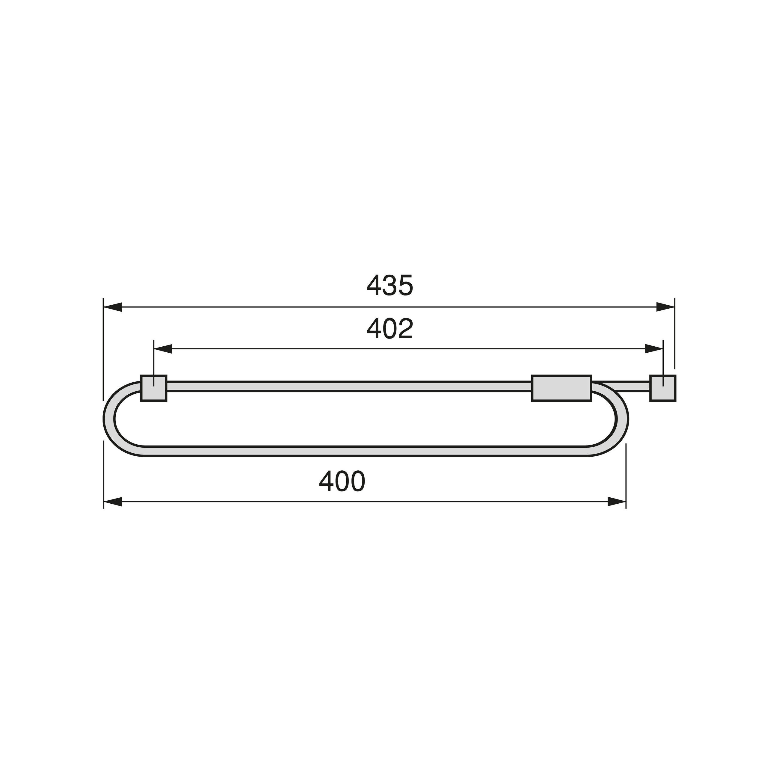 KLEIDERSTANGE Ausziehbarer Self für Schränke, 400, Grau metallic, Stahl und Kunststoff - Silberfarben, Metall (0.1/1/43.5cm) - EMUCA