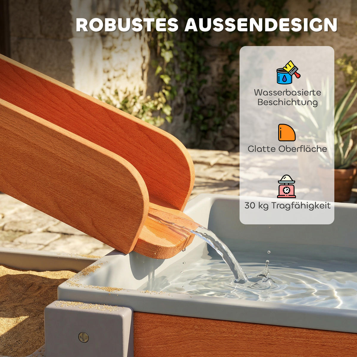 SAND-WASSERSPIELTISCH DE-10550 mit Wasserbahn & 2 Becken Grau - Grau, Metall (75/34.5/105cm) - ComfortXL
