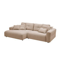 ECKSOFA XL MIKA Taupe Cord - Taupe/Schwarz, Kunststoff/Textil (296/167cm) - KAWOLA
