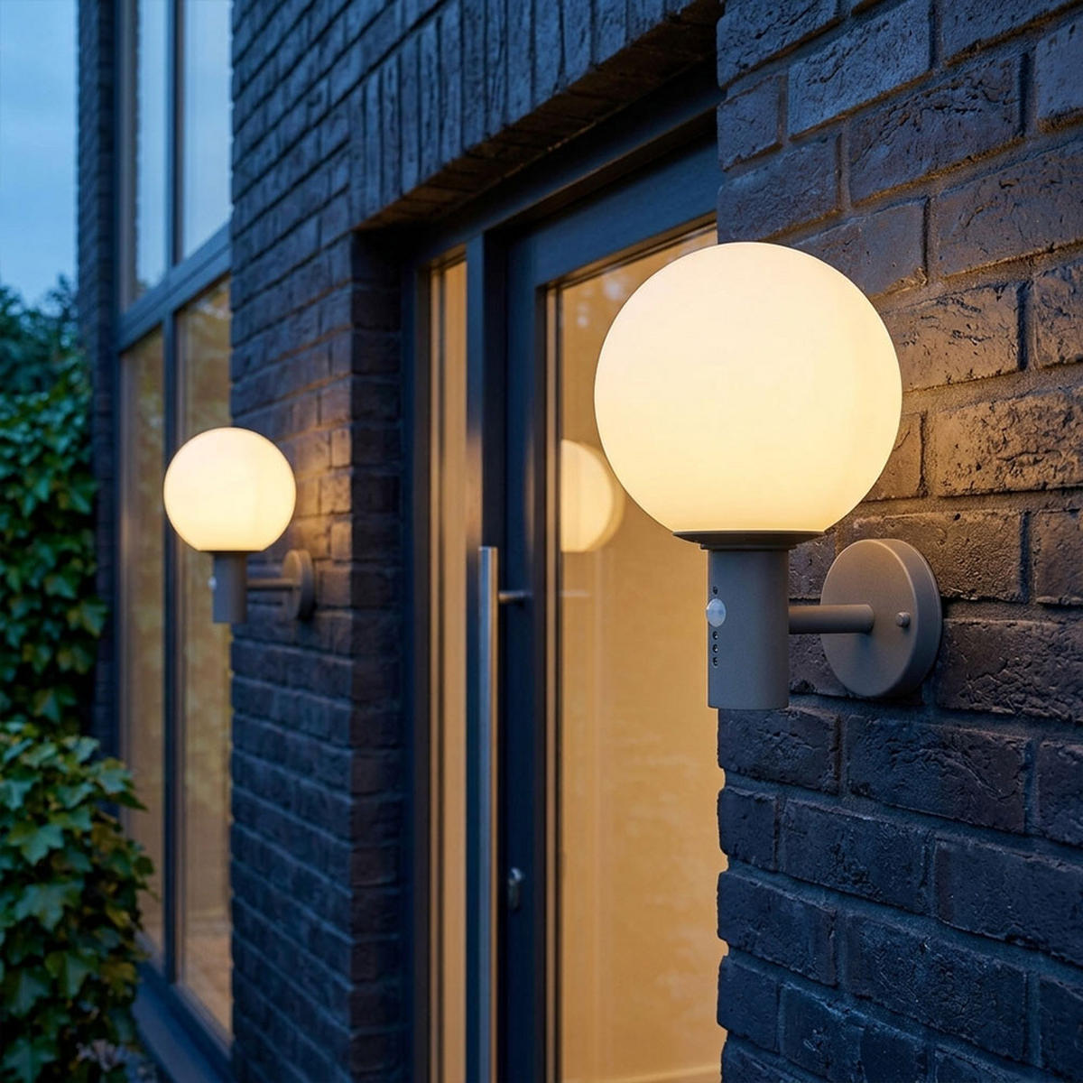 2X LED WANDLEUCHTE Edelstahl, Anthrazit, Sensor - Anthrazit, Glas (25/37/25cm) - Globo Lighting