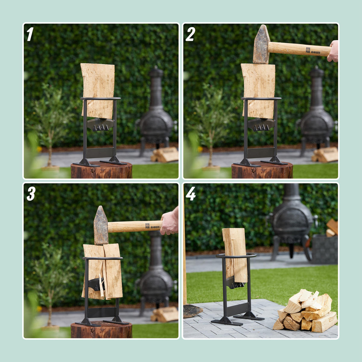 HOLZSPALTER - Schwarz, Metall (20.5/31.5/19cm) - Relaxdays