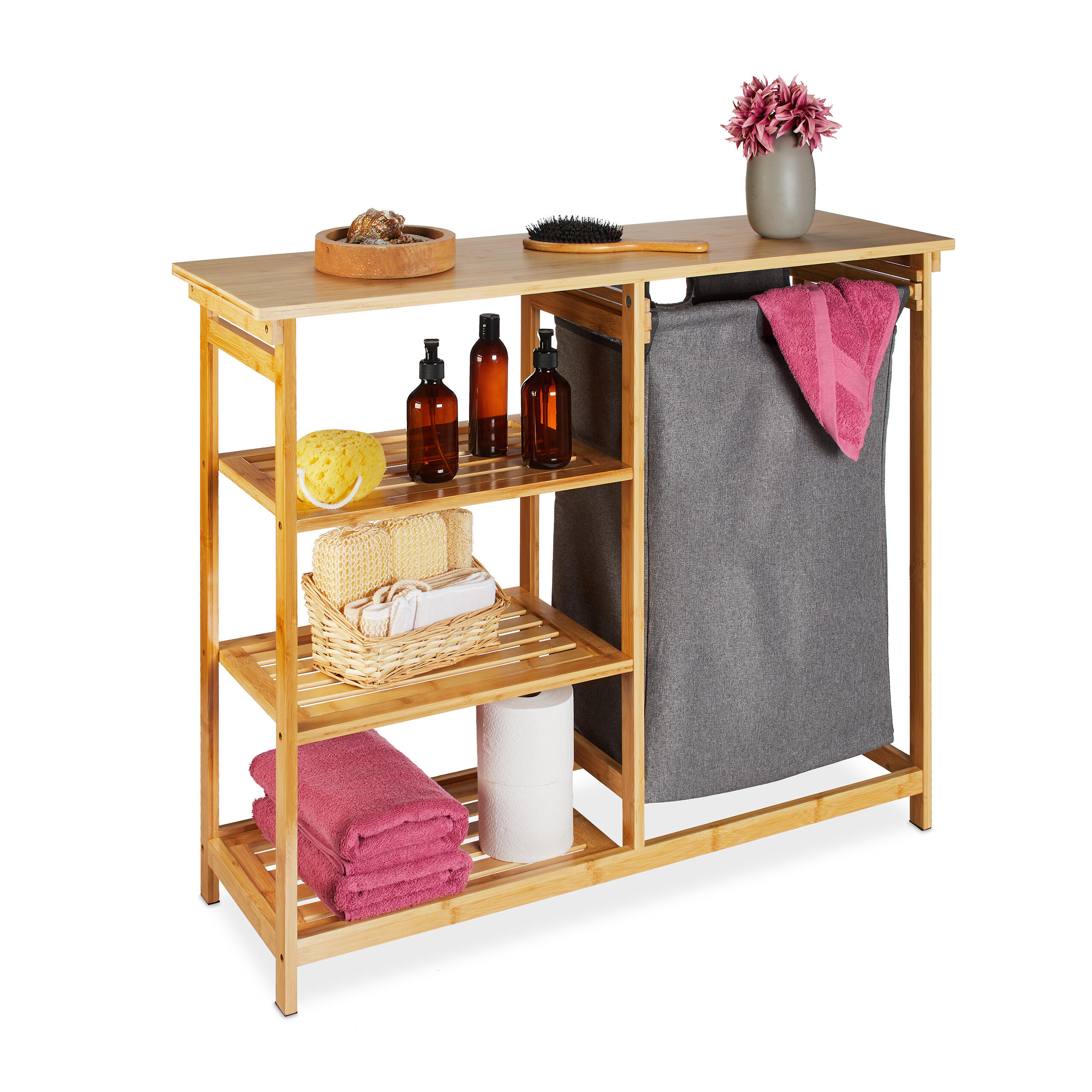 POLICE na koš na prádlo - světle hnědá, dřevo/textil (100/80/32cm) - Relaxdays