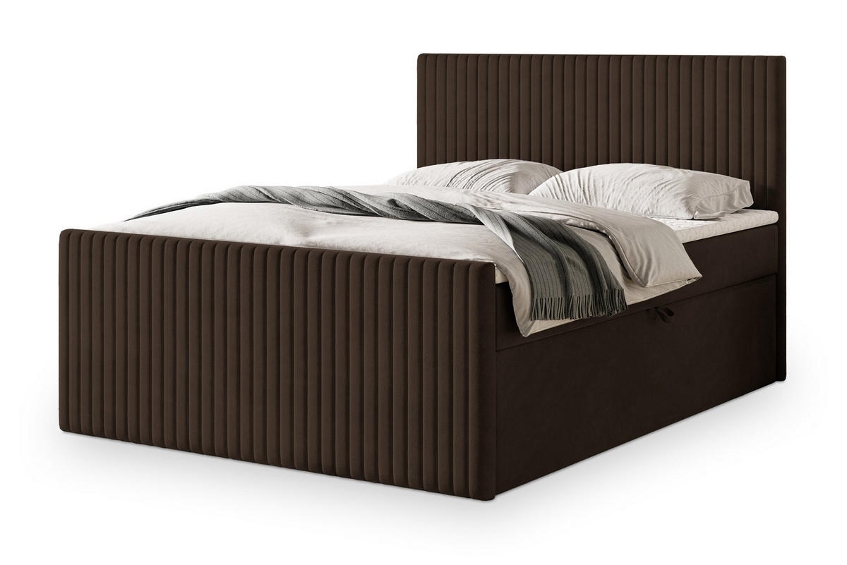 POSTEL BOXSPRING TERVAN 180x200 cm, s matrací a úložným prostorem, hnědá - hnědá, kompozitní dřevo/textil (180/200cm) - MASSENO