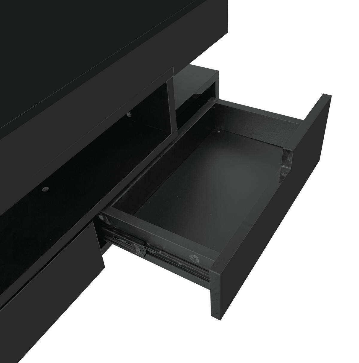 COUCHTISCH 80/50/36 cm in Schwarz aus Spanplatte mit LED-Lichtleiste und Hochglanzoberfläche - Schwarz, Holzwerkstoff (80/50/36cm) - OKMYHOME