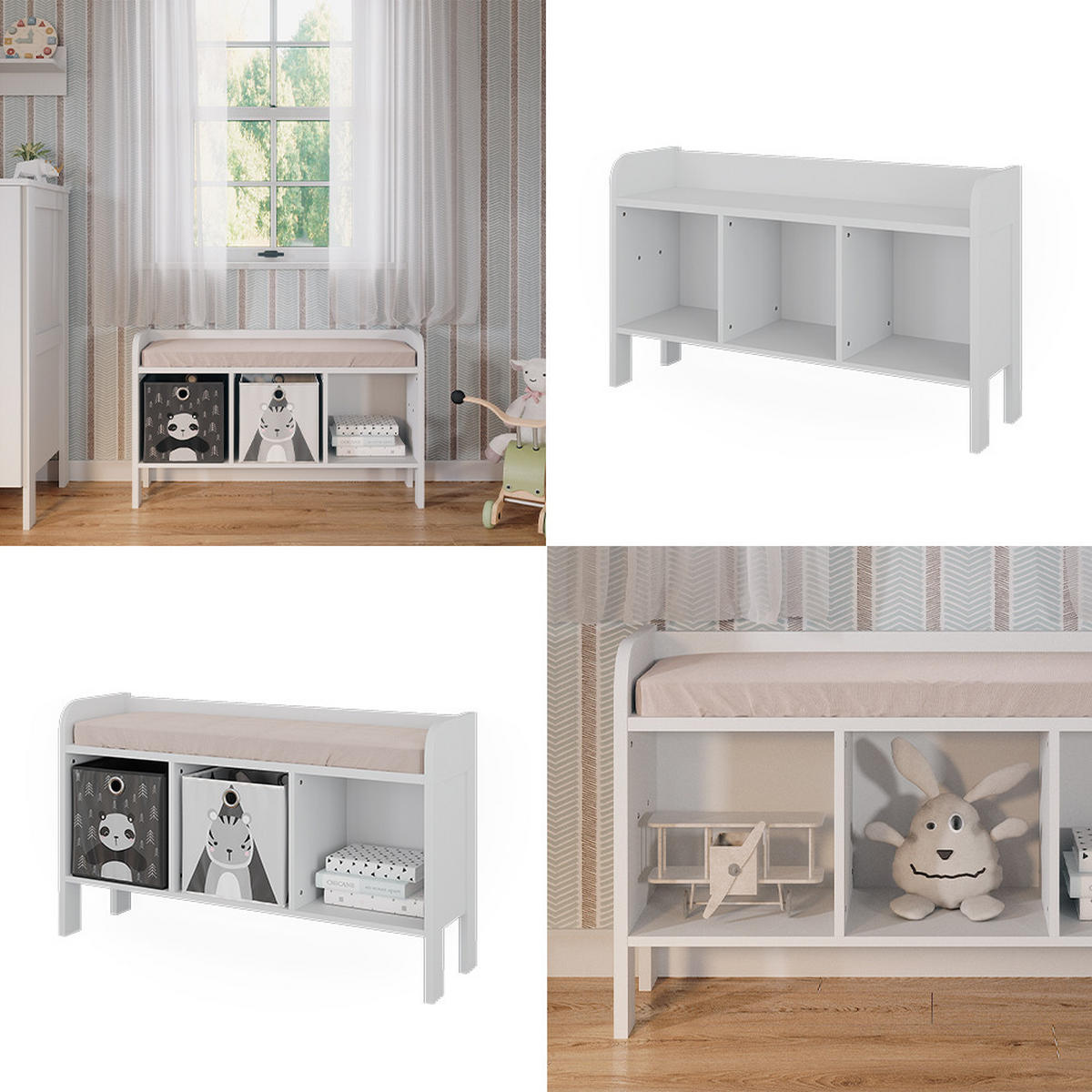 KINDERSITZBANK Ajaton Weiß 107.2 x 63.8 cm - Weiß, Holzwerkstoff (107.2/63.8/30.6cm) - VitaliSpa