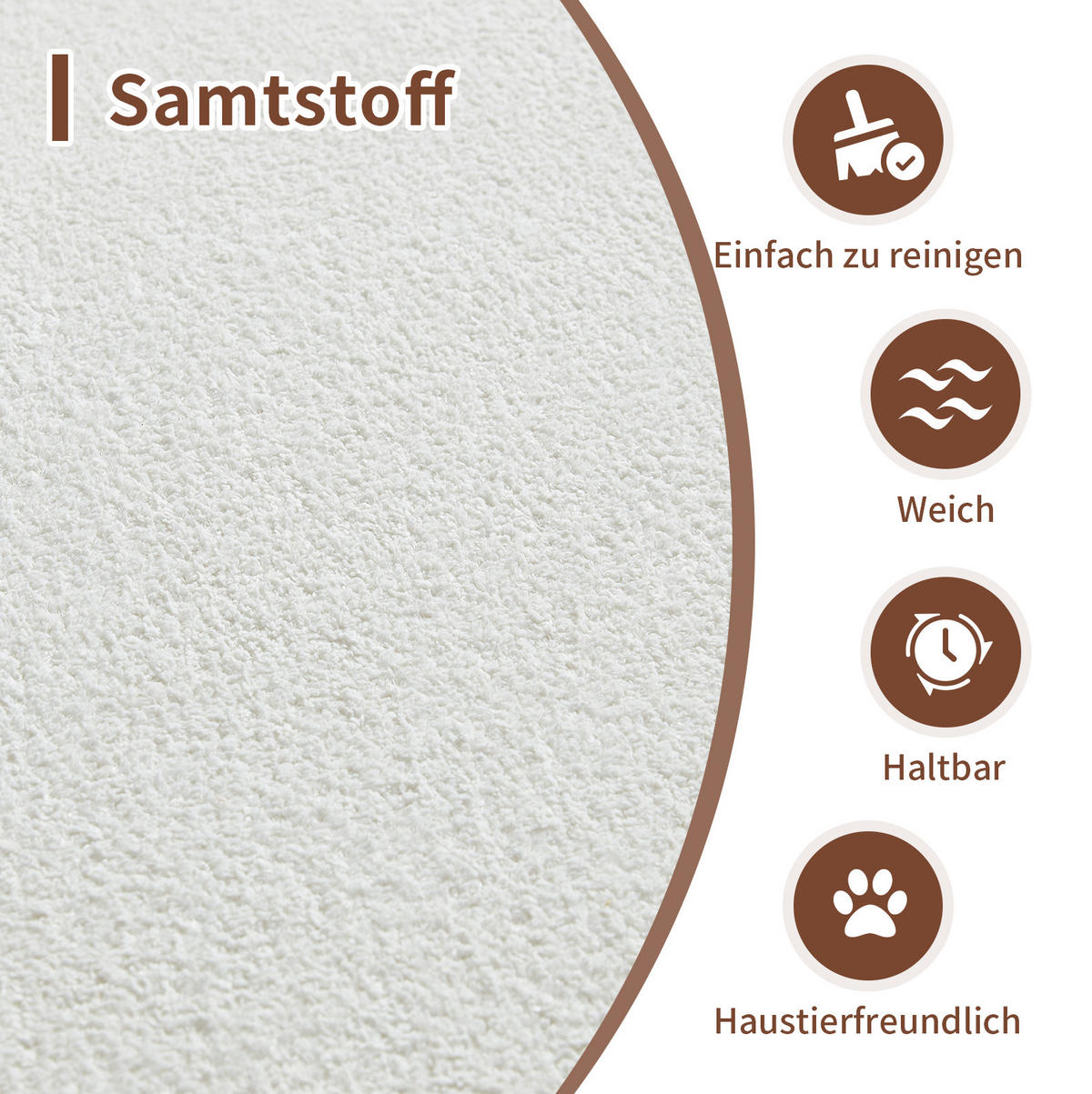 ECKSOFA modulare Form 277 x 103 cm Samt White 3-Sitzer - Weiß, Holzwerkstoff (103/68/277cm) - Meubliv