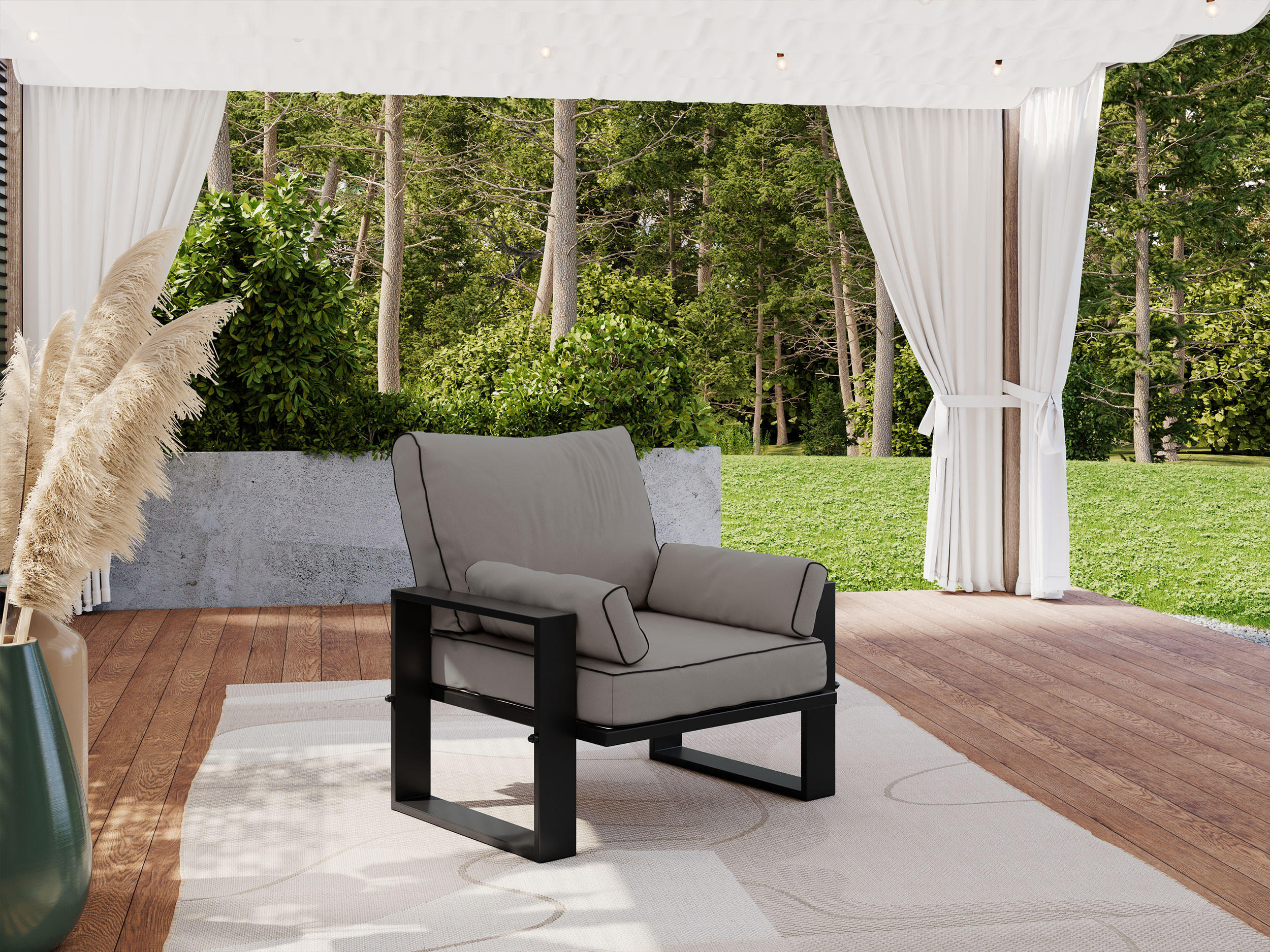 GARTENSESSEL Elba - Grau - Grau, Textil (98/90/87cm) - MKS