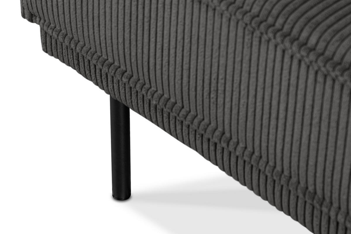 3-SITZER-SOFA GANZO 2 Kissen inklusive, Cord-Stoff, grau - Schwarz/Grau, Textil/Metall (193/84/92cm) - KONSIMO®